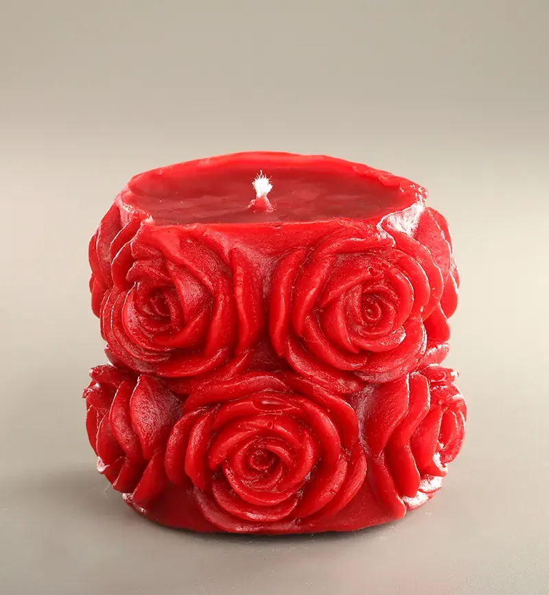 Rose Piller Candle (Made with Natural Bees Wax)